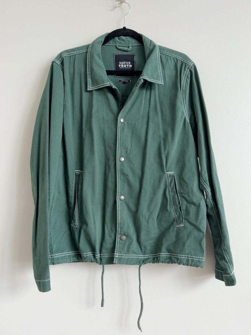 Native Youth Green Contrast Stitch Coach Jacket — Size L